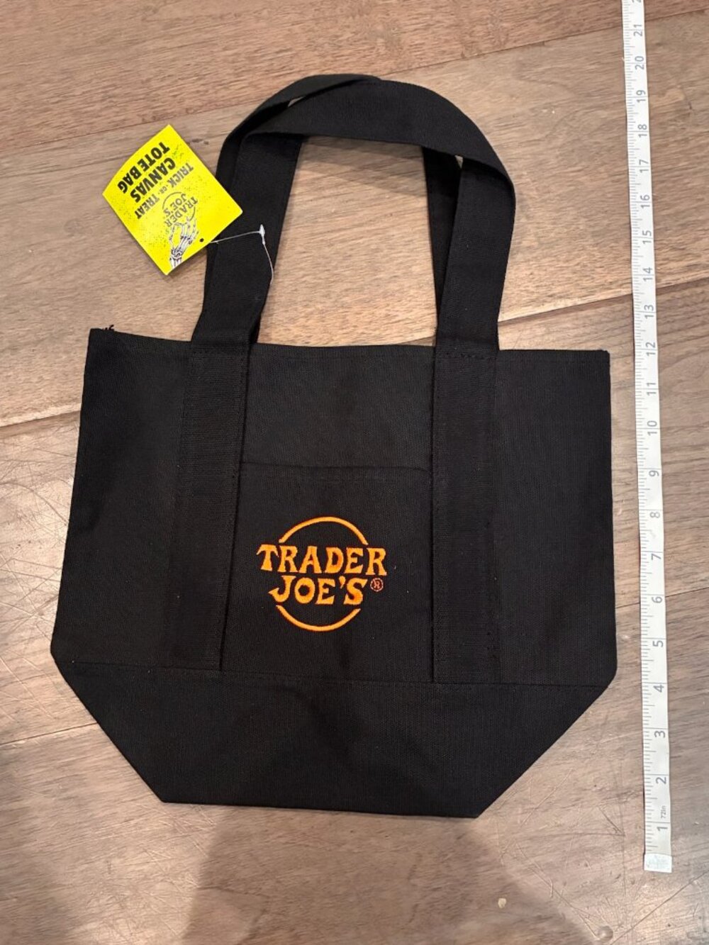 NWT Trader Joe's Trick-or-Treat Mini Canvas Reusable Tote Bag -Black